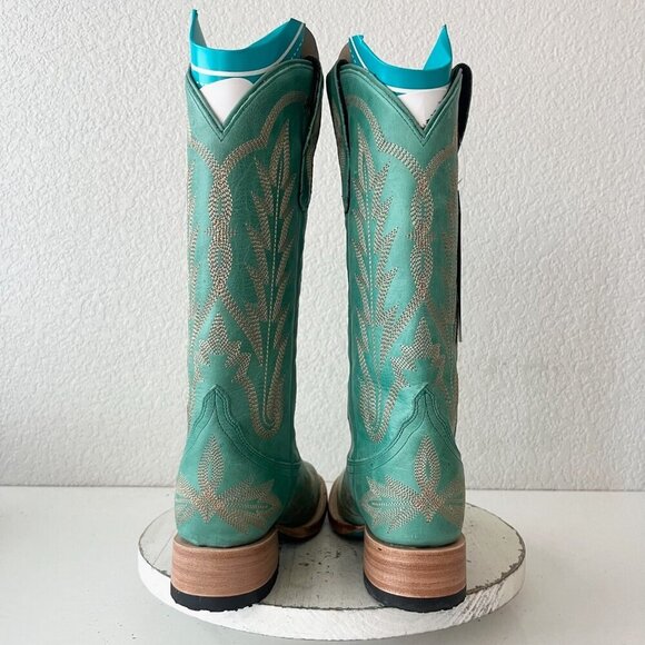 NEW Lane Saratoga Womens Square Toe Cowboy Boots 5.5 Turquoise Western Cowgirl - Picture 4 of 13